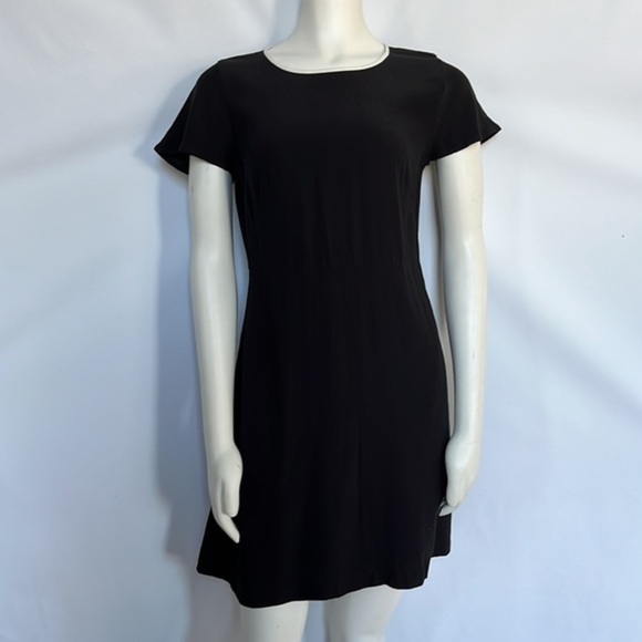 Loft Black White Collar Piping‎ Front Pockets Mini Dress Size 6 - Picture 6 of 8